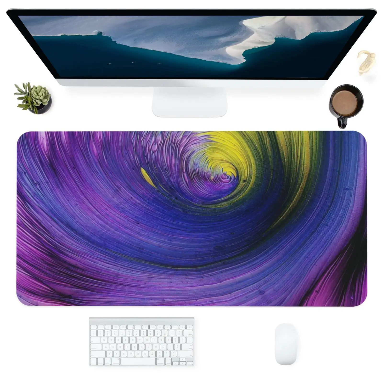 

Keyboard Computer Office Supplies Accessories Mouse Pad Durable Personalized Desk Pads Mats Purple Swirl Silk MousePad 400x900MM