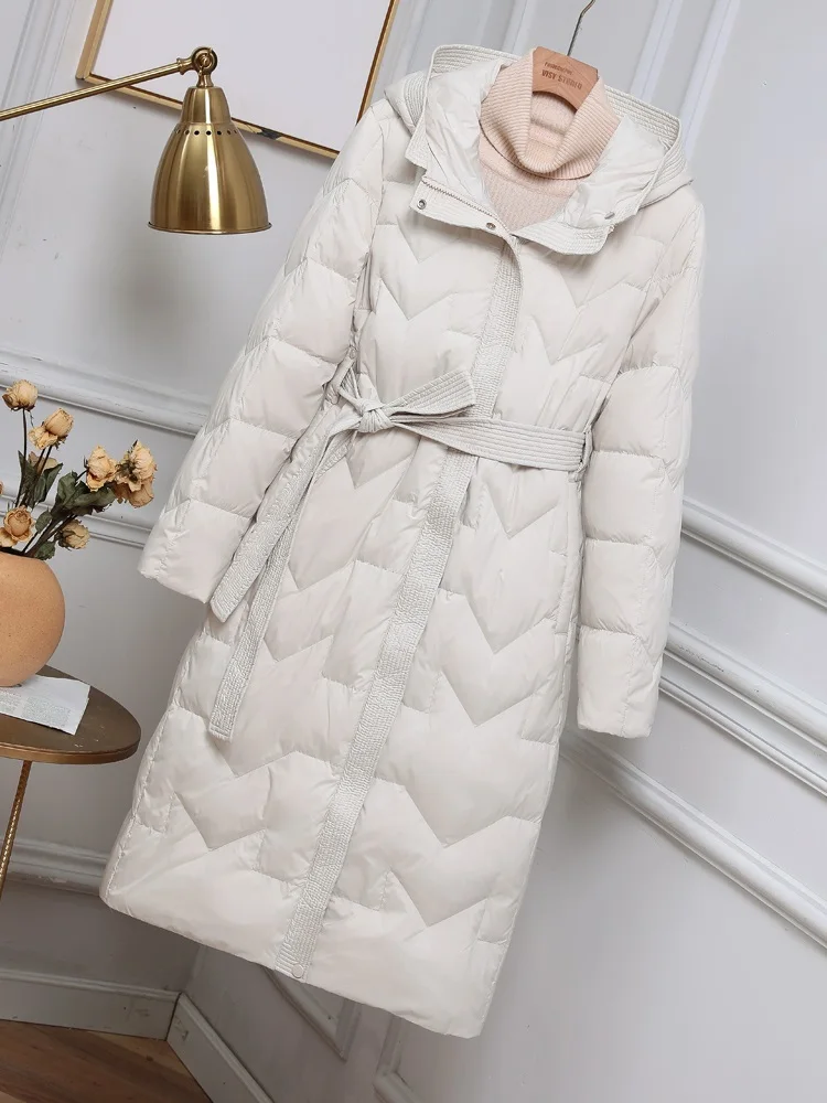 

Новинка, женская модная длинная пуховая куртка, повседневные стильные осенне-зимние пальто и парки, женская верхняя одежда