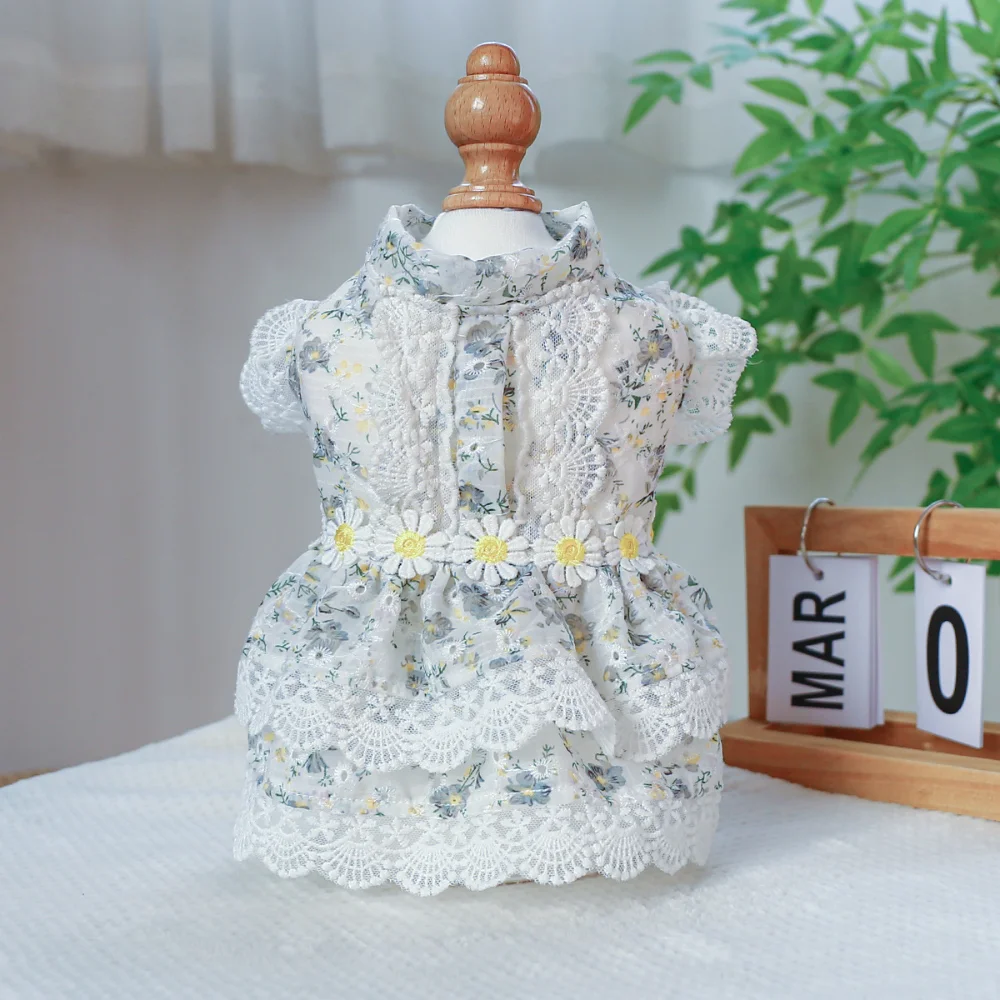 

Puppy Princess Dress Spring Summer Pet Sweet Designer Skirt Small Dog Cute Lace Shirt Cat Fashion Clothes Yorkie Poodle Maltese
