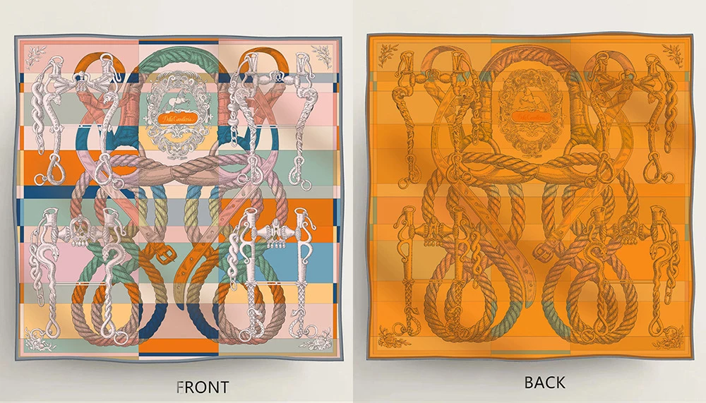 Роскошный саржевый шелковый шарф с двойным принтом 90 см квадратные банданы