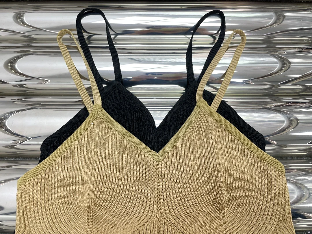 

2023 spring and summer women's clothing fashion new Spaghetti Straps Knitted Wrap Dress 0621