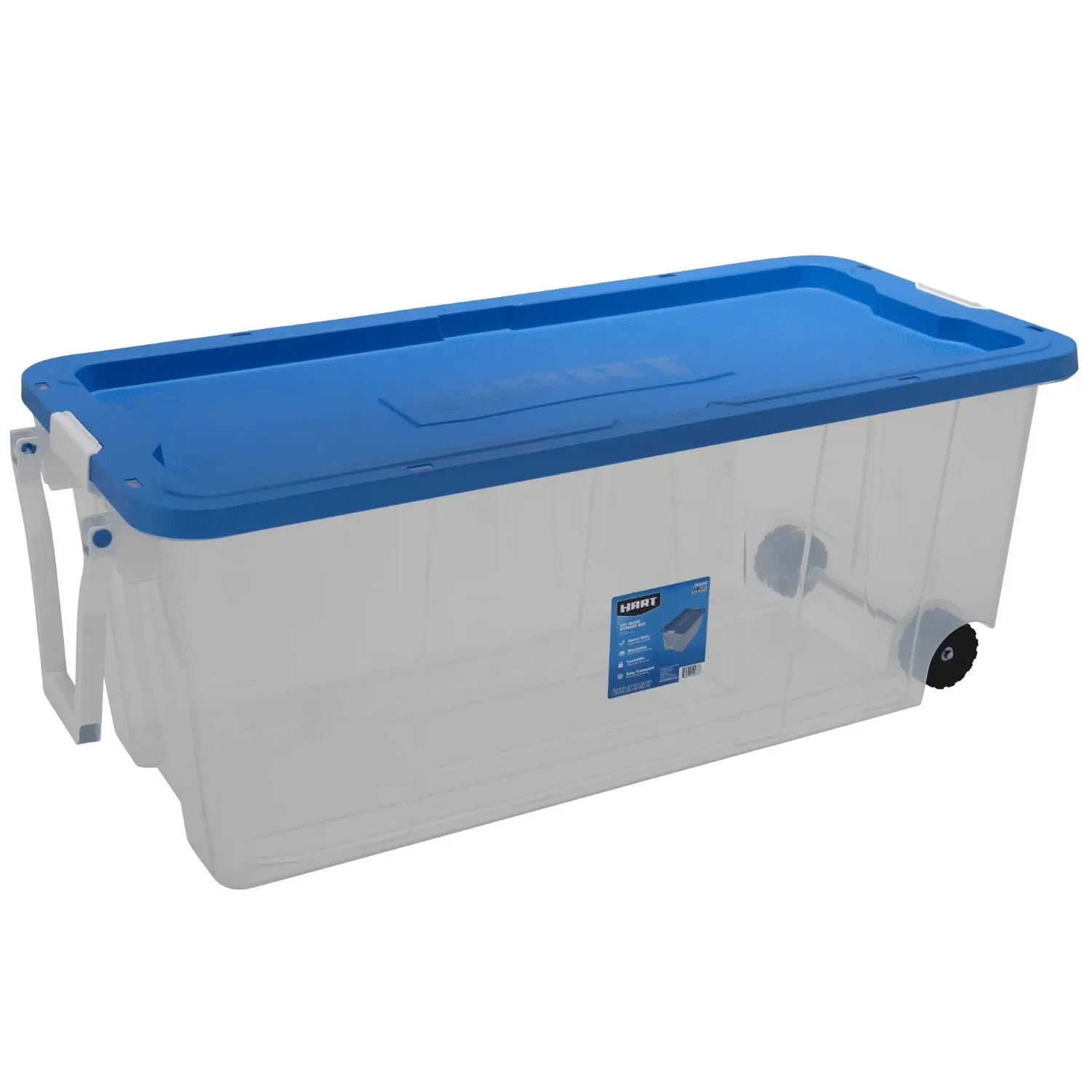 

HART 200 Quart Latching Rolling Plastic Storage Bin Container W. Pull Handle, Clear Clothes Organizer | USA | NEW