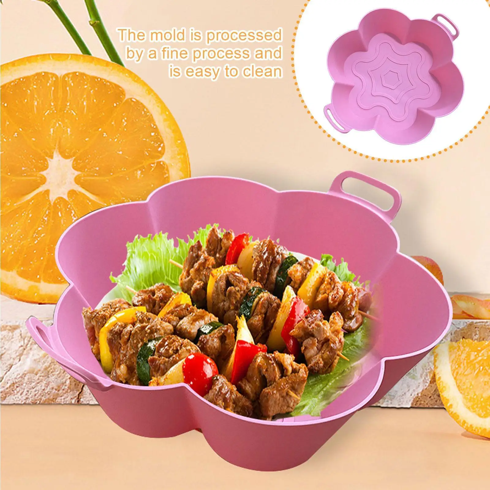 

Reusable Silicone Air Fryer Pot Tray Bbq Barbecue Pad Accessory Kitchen Airfryer Mold Oven Plate Food Baking Pot Safe D5m1