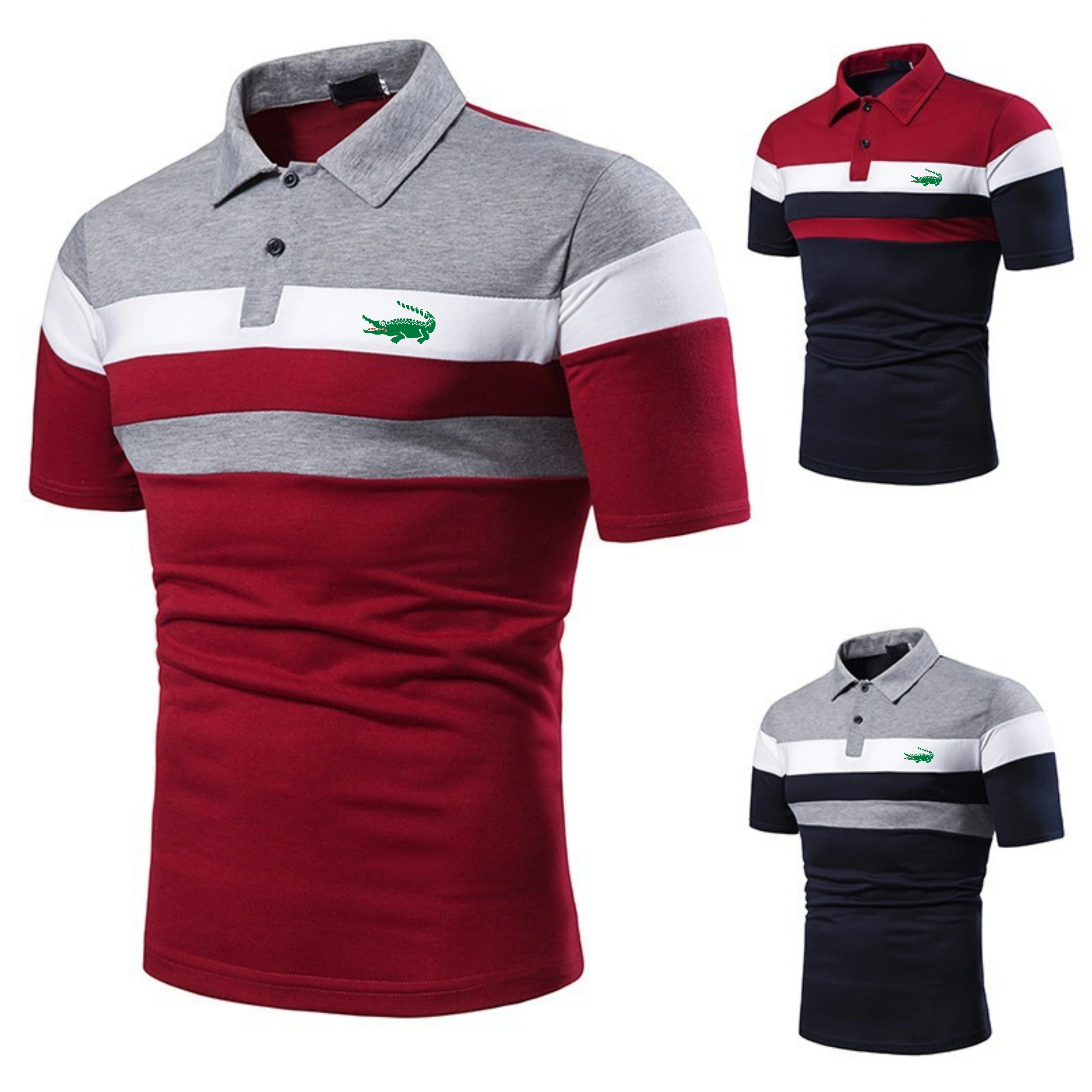 

2023 Summer Short Sleeve T-shirt Men's Fashion Color Block T-shirt Men's Polo Shirt Clothing Top Embroidery Top Cartelo
