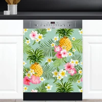 dishwasher cover choose magnet or vinyl decal sticker pineapple and hibiscus design d0109 choose your type from the menu