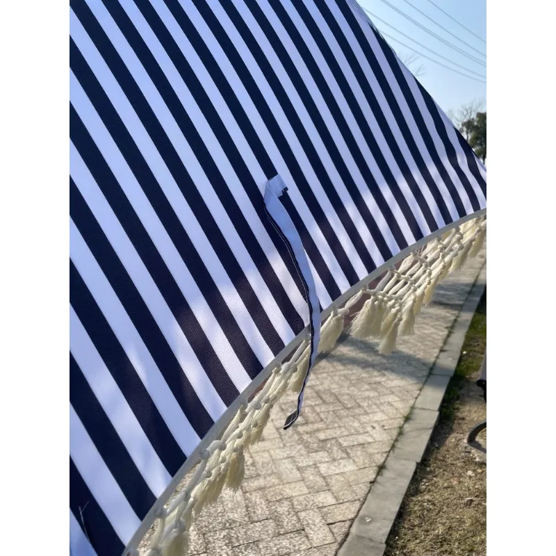 Вертикальные синие и белые полосы 8k желтый железный зонт B &amp кисточка для