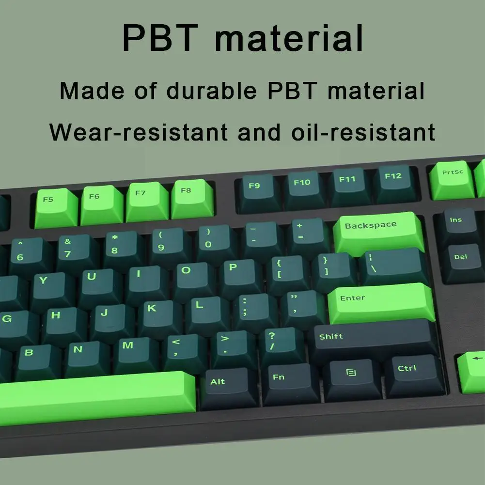 

Колпачки для механических ключей R5k2, персональные двухцветные клавиши с звуковой волной, Ghgb Sonic Pbt, чёрные и зеленые, 1 комплект