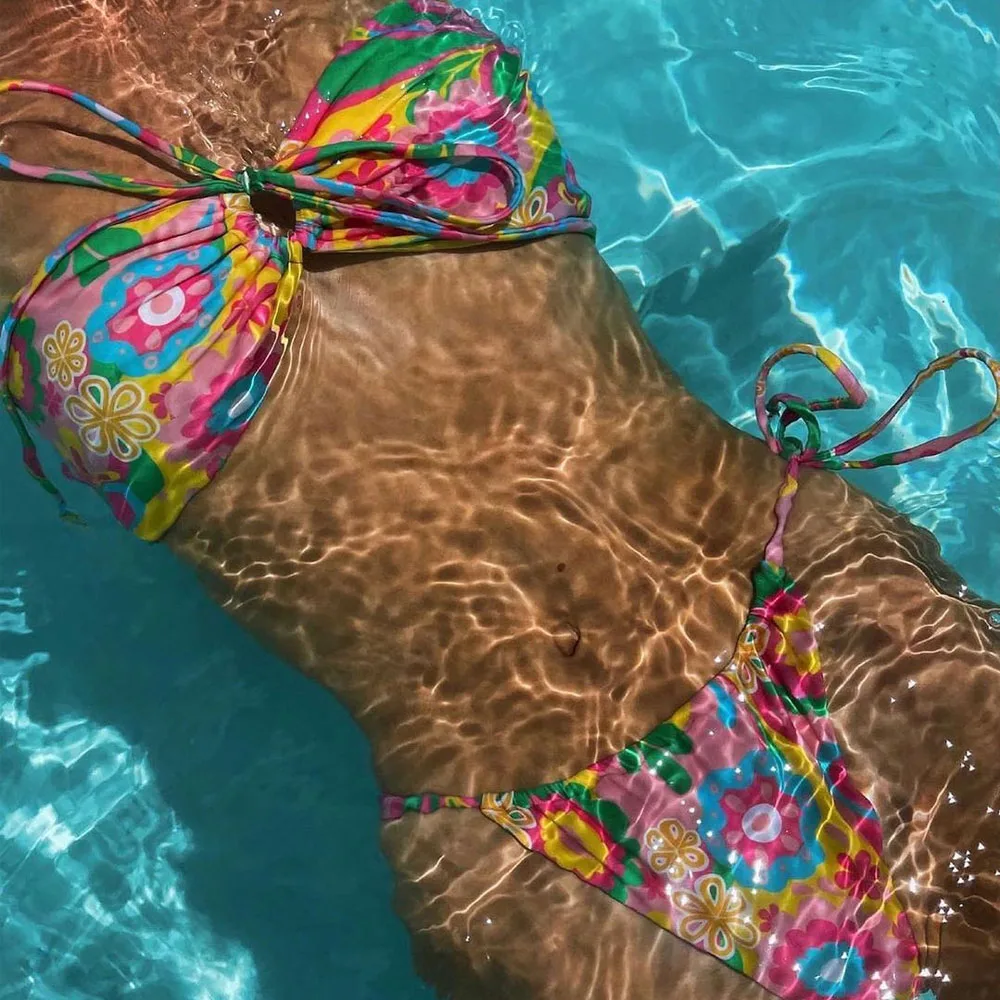 Sexy Mini Swimsuit Bandeau Bikini Bandage Swimming Costumes for Women Low Waist Swimwear Halter Bathing Suit Brazilian Biquinis