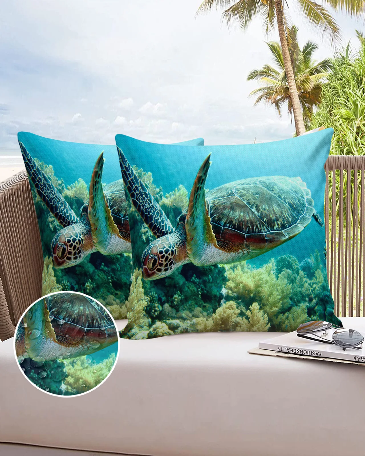 

Синяя океанская зеленая черепаха, водонепроницаемая наволочка, домашний декор, диванная декоративная наволочка, чехол для подушки