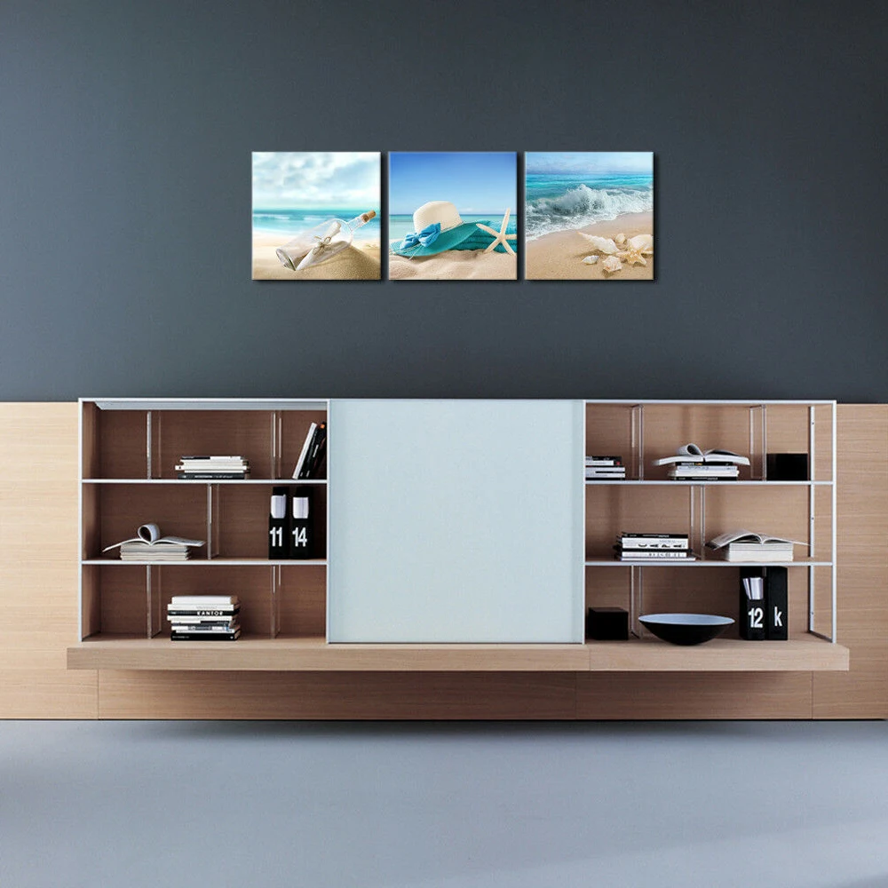 

Canvas Hanging Painting Bar Beach Blue Sea Frameless Non Toxic Ocean Pictures Home Decor Hotel Living Room New