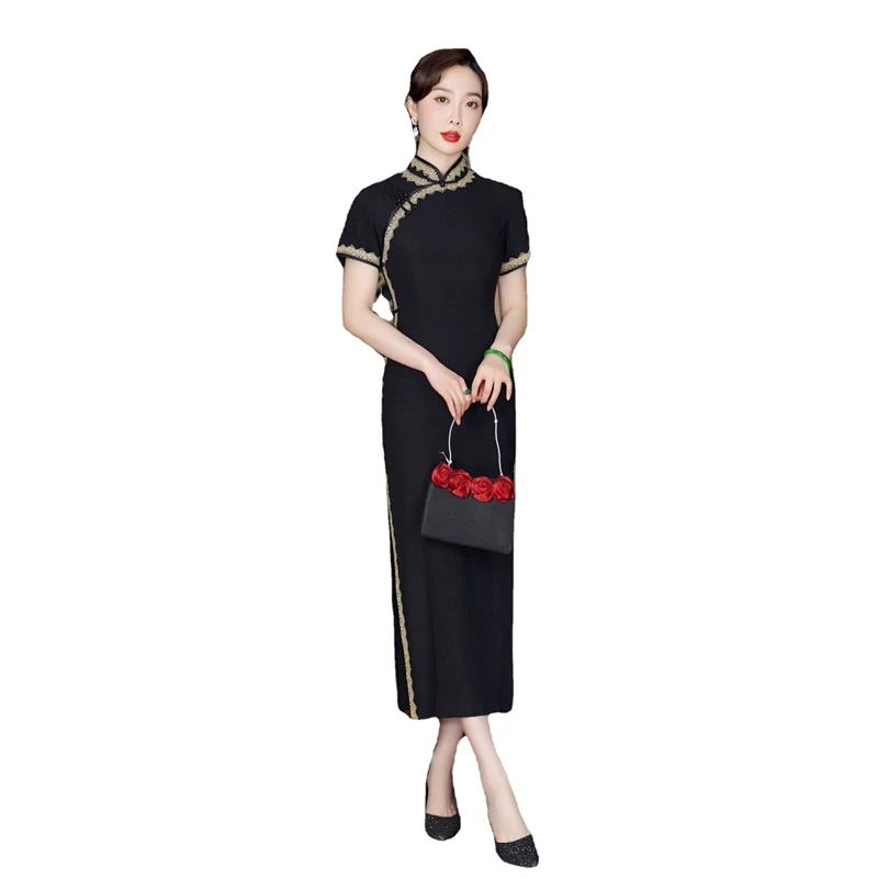 Китайский стиль пикантный Ципао с коротким рукавом традиционный Повседневный