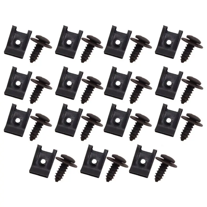 

Fasteners U-type Clips 15 Set Black Bumper Fitting Metal Replacement Side Skirts