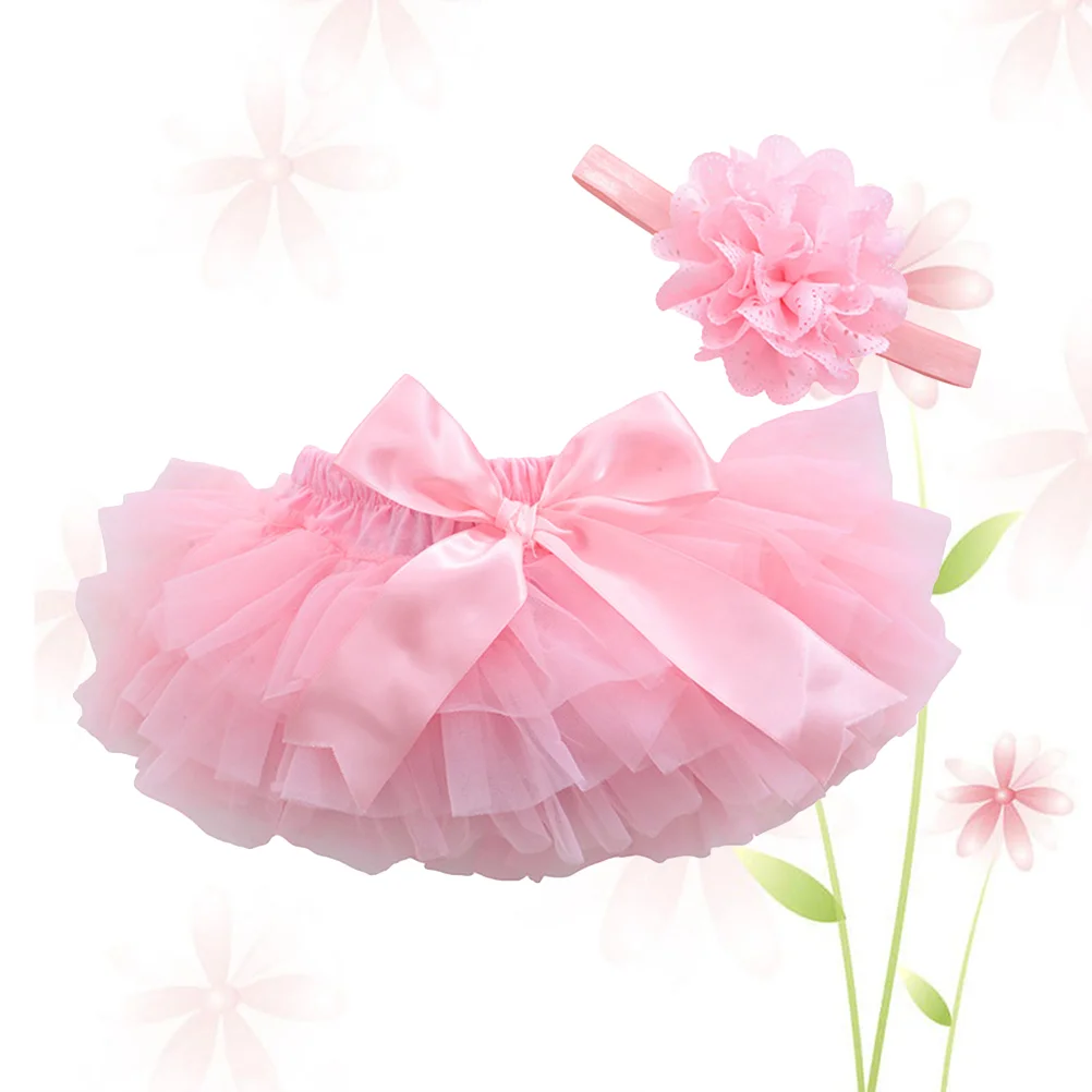 

Tutu Skirt for Baby Girls Photography Props Newborn Toddlers Birthday Dress Headdress Size S (Pink)