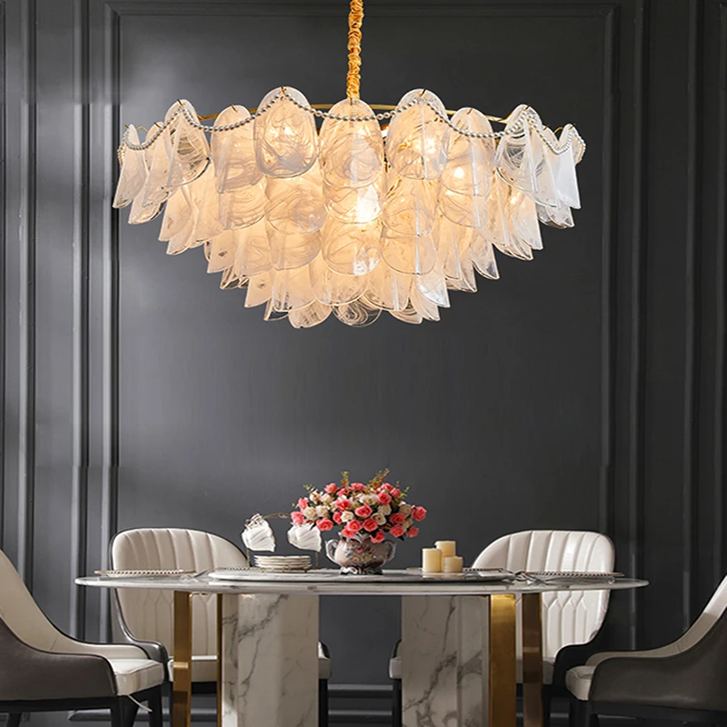 

Postmodern Creative Retro Simple Design Cloud Frosted Glass Chandelier Hanging Light Pendant Light For Living Room Bedroom