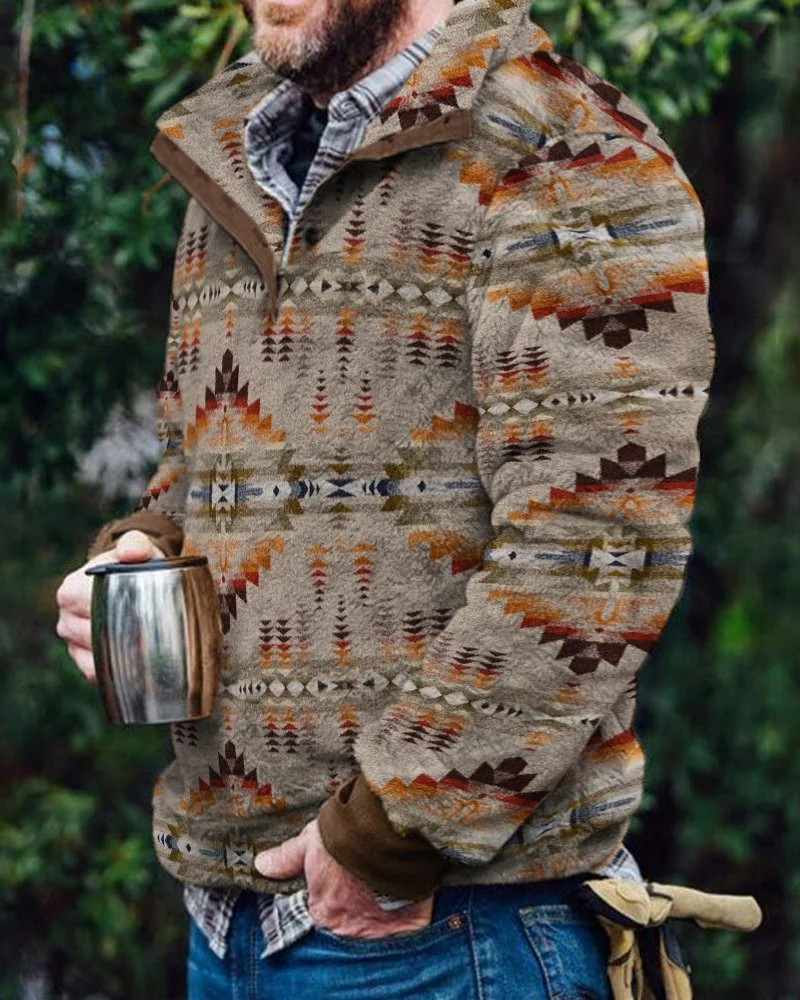 Autumn Winter 2022 New American Route 66 3D Printed Men's Double Sided Fur Stand Collar Home Furnishing Suit Plush Thermal Coat