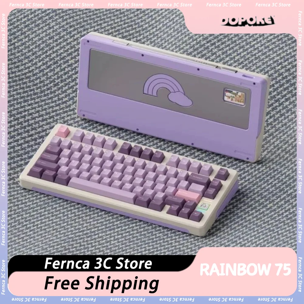 Комплект клавиатуры Dopokey Rainbow 75 алюминиевый сплав с ЧПУ 2 режима комплект игровой