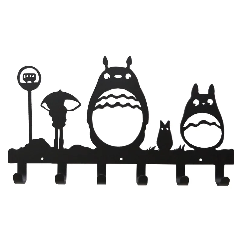 

Крючок для ключей Totoro, Настенный декор, вешалка для спальни, крючки для ключей на одежду, металлический домашний 6 органайзер, держатель для дома, полка, мультяшное пальто