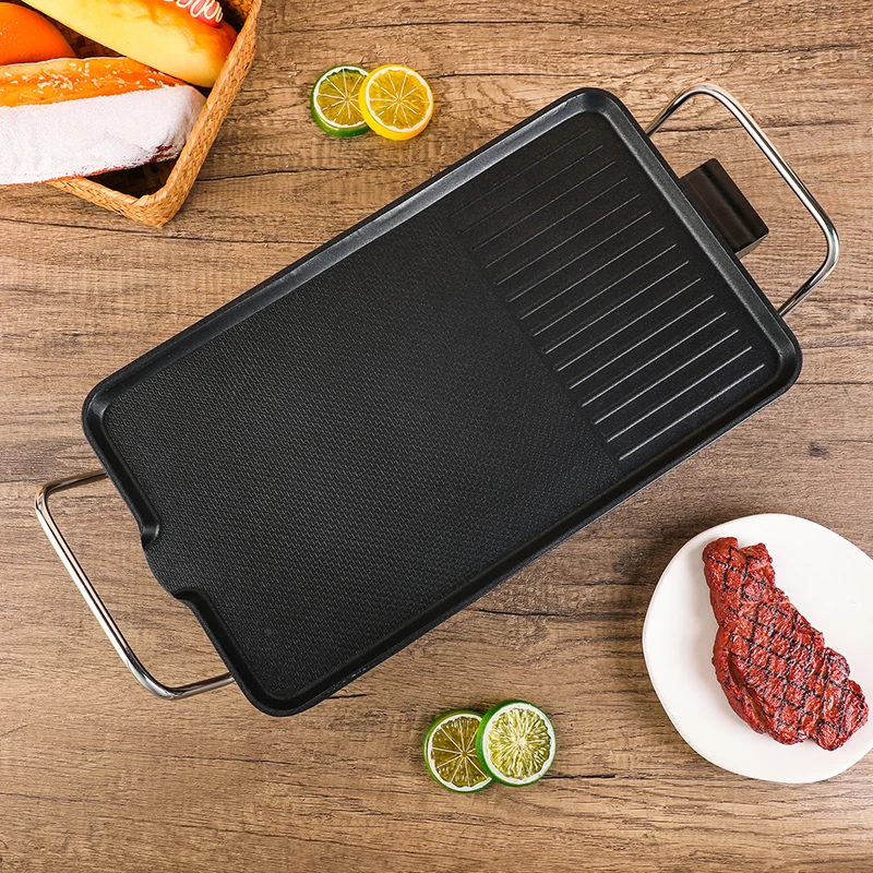 electric bbq grill pan smokeless non stick barbecue machine grilled meat baking hotplate household outdoor camping free global shipping