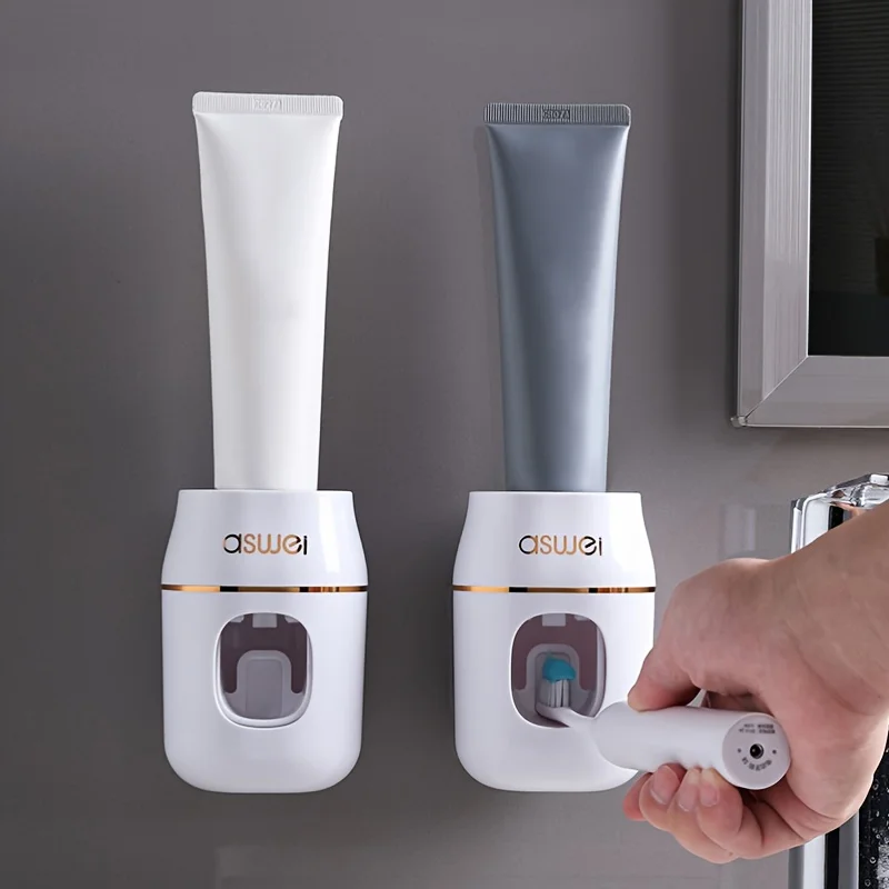 

Automatic Toothpaste Dispenser Dust-proof Toothbrush Holder Wall Mount Stand Toothpaste Squeezer Bathroom Accessories Set
