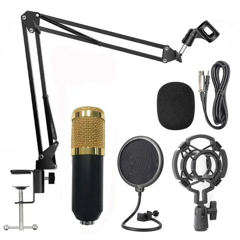 

Condenser Microphone Bundle Professional Cardioid Studio Mic Kit With Arm Stand Studio Mic Bundle For Broadcasting Recording