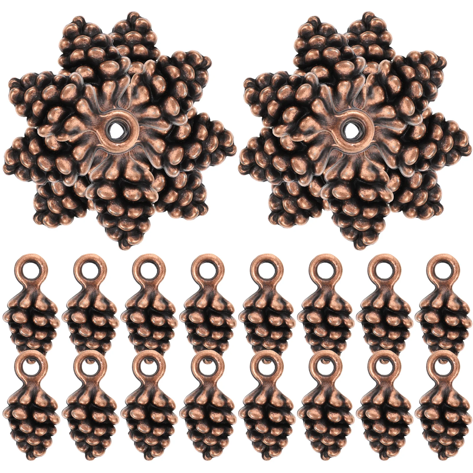 60 Pcs Pendant Charm Necklace 3d Pine Cone Charms Bracelet Jewelry Decors Decoration Alloy Decorative
