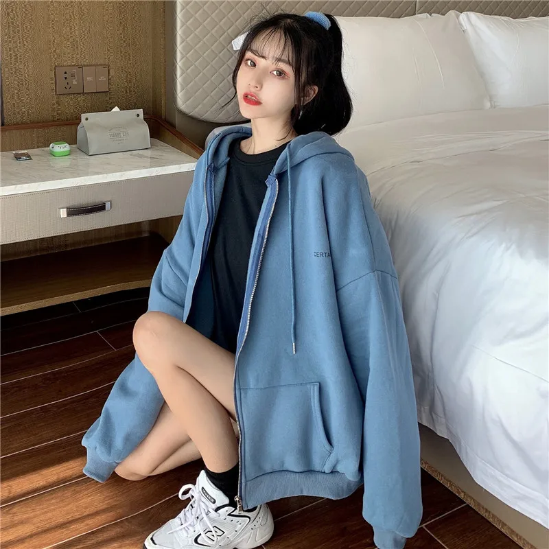 Модная молодежная уличная одежда в Корейском стиле толстовка на молнии для