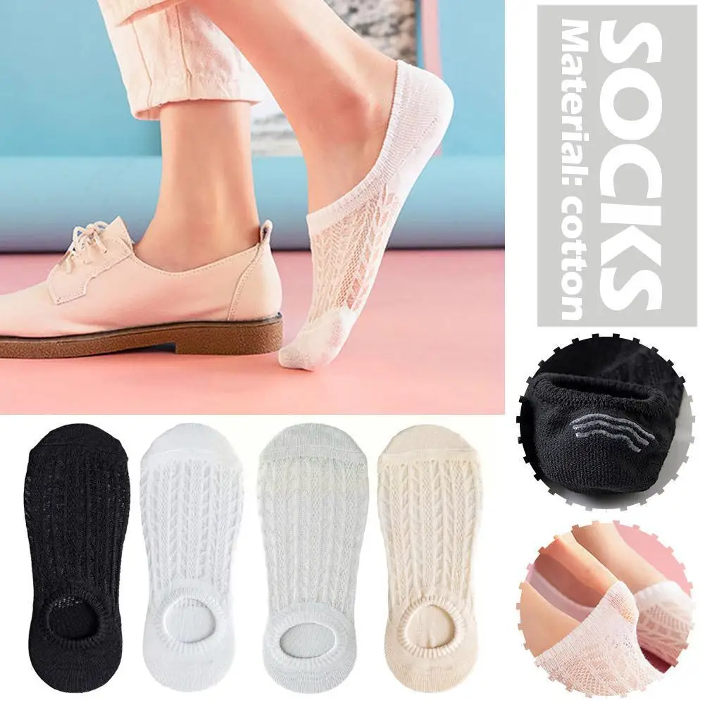 

Women Silicone Non-slip Invisible Socks Summer Solid No Ankle Socks Color Slipper Mesh Show Socks Cotton Female Boat W8D4