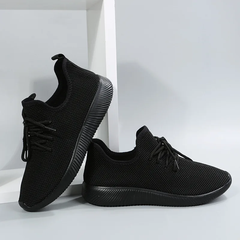 Round Toe Flat Vulcanizeds Shoes Women Breathable Mesh Lace-up Casual Shoes Outdoor Sports Shoes 2022 New Summer Women's Shoes