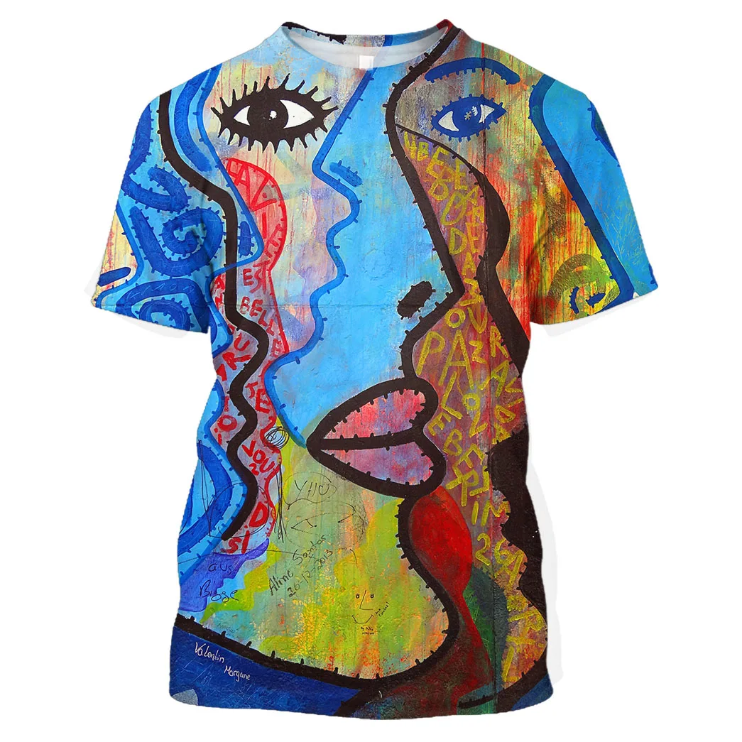 

Jumeast Doodle Abstract 3D Short Sleeve T Shirt With Clear Graphic Print Cyber Y2k T Shirts Man Hip Hop Tees Streetwear Clothes