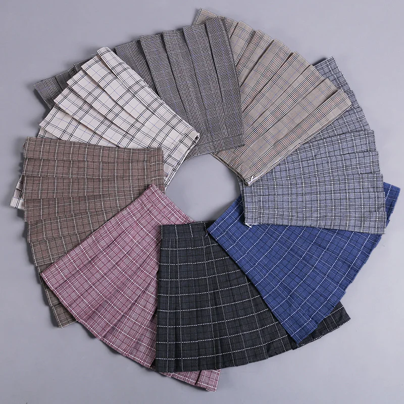 

Женская юбка с завышенной талией, модная летняя плиссированная клетчатая школьная мини-юбка в японском стиле, 2023