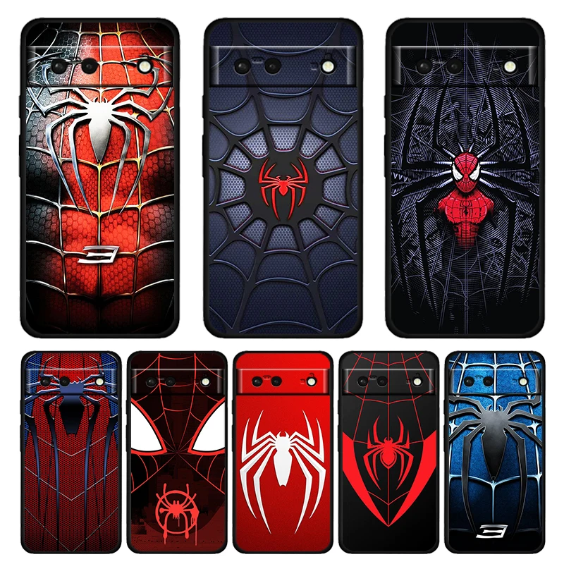 

Marvel SpiderMan Avengers Cool Shockproof Case for Google Pixel 7 6 Pro 6a 5 5a 4 4a XL 5G Silicone Soft Black Phone Cover Capa
