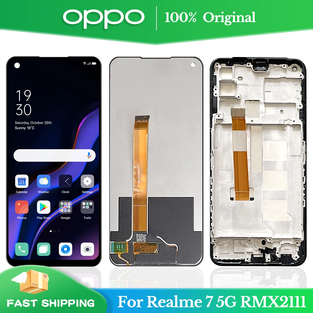 

6,5 ''оригинальный для Oppo Realme 7 5G Global RMX2111 ЖК-дисплей сенсорный экран с рамкой дигитайзер в сборе Замена