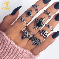 10pcs vintage cutout ring set gothic jewelry ring woman trends 2022 cosplay anime offers with free shipping black butler