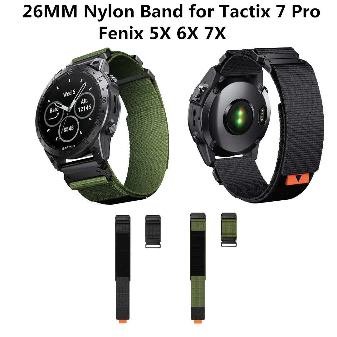 for Garmin Fenix 6X Pro Bands 26mm Nylon Strap for Fenix 6X 5X Quick Fit Braided Watchband for Enduro Descent MK1 Bracelet Belt