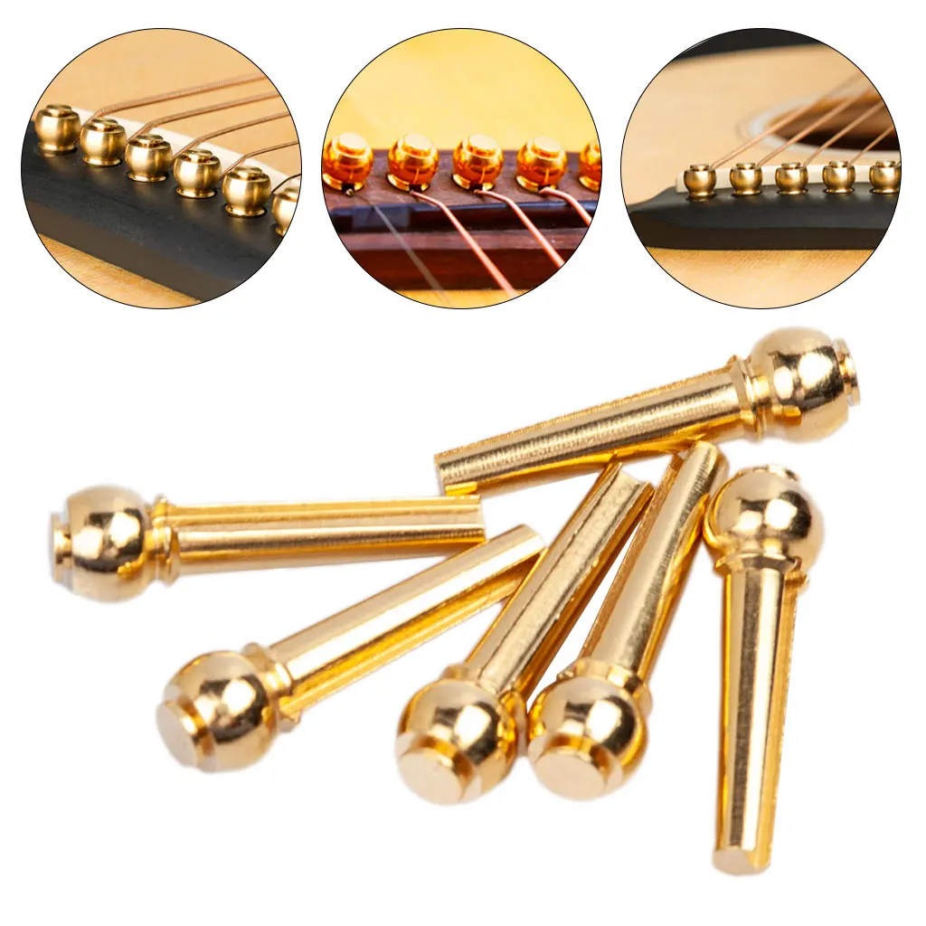 

6PCS Acoustic Guitar Strings Pins Acoustic Guitar Bridge Pins Brass Guitar Strings Fixed String Pins String Nails Accessories