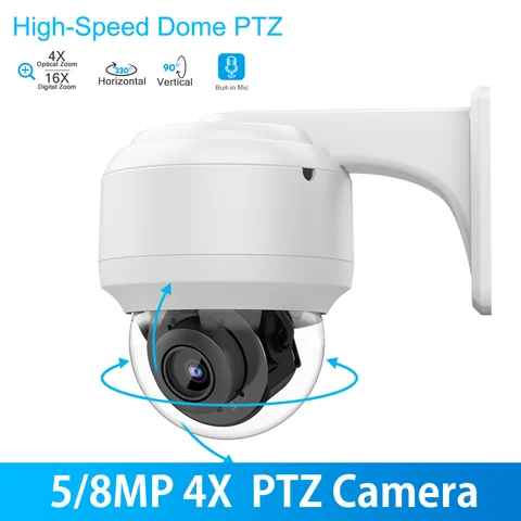 Видеокамера видеонаблюдения Vikylin, 4K скоростная купольная, совместимая с Hikvision, PTZ, 5 МП, 8 Мп, PoE, 4X оптический зум, встроенный микрофон, IP67, IPC