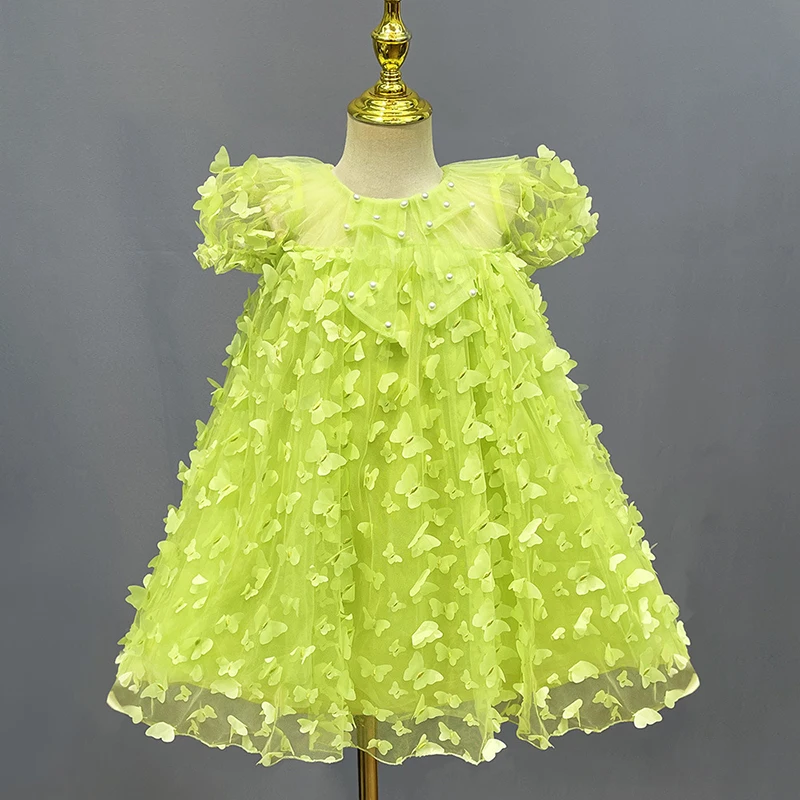

Sweet Fairy Costume 2023 Puff Sleeves Wedding Dresses Princess Dress For Kids Girls Butterfly Mesh Party Dresses 4-12 Years Old