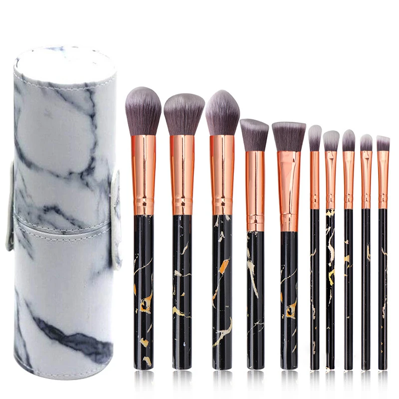 

Pro Makeup Beauty Tool Set Foundation Loose Powder Highlighter Blush Sculpting Concealer Brush Marbling Make Up Brushes