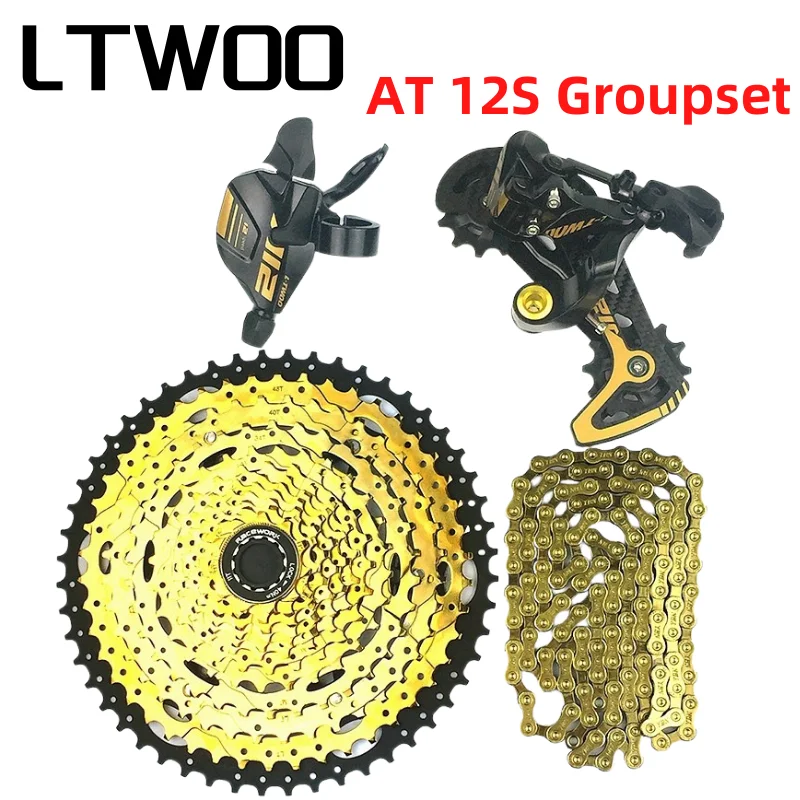 

LTWOO AT 12 Speed MTB Mountain Bike Groupset Shifter Lever Rear Derailleur RACEWORK Cassette 52T YBN Chain Gold Bicycle Parts