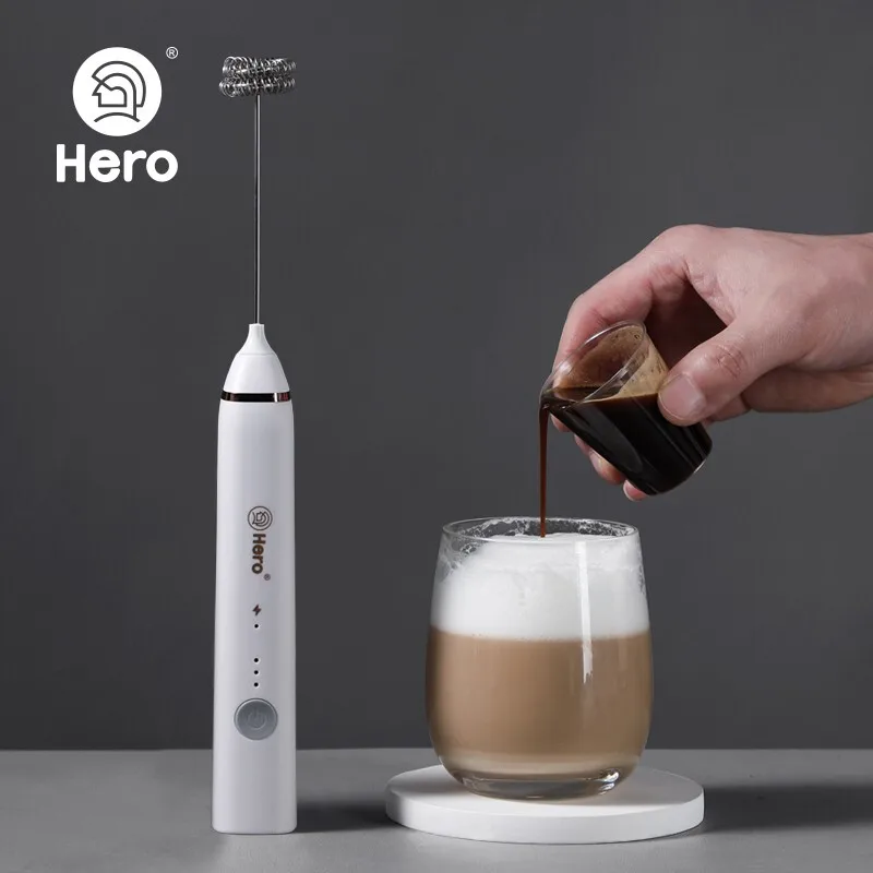 

Hero 2 In 1 Portable Rechargeable Electric Milk Frother Handheld Mixer Foamer Coffee Maker Egg Beater Drink Mixer Kitchen Tool