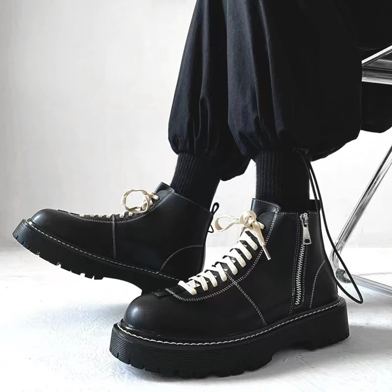 

Оригинальные мотоциклетные женские фотообои зимние черные фотообои со шнуровкой и молнией открытые парные мужские Sheos Botas Mujer