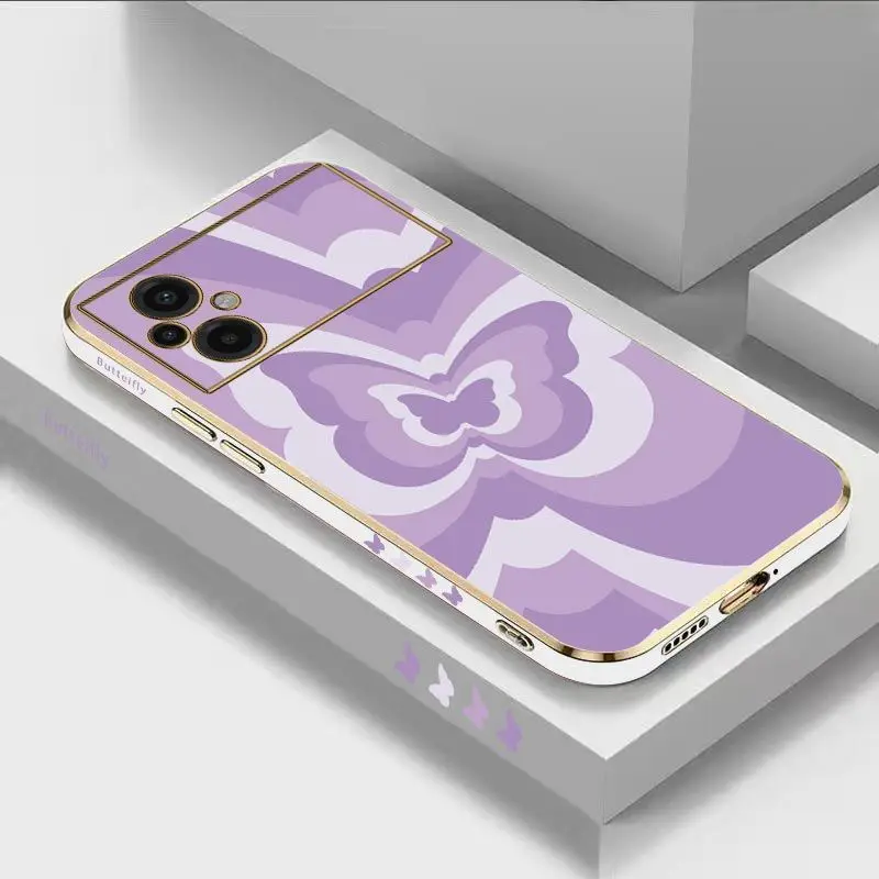 

Purple Gradient Butterfly Luxury Plating Phone Case For Xiaomi Poco M5 F4 F4 GT X4 X4 GT M4 Pro F3 X3 M3 X3 NFC X3 Pro C40 Cover