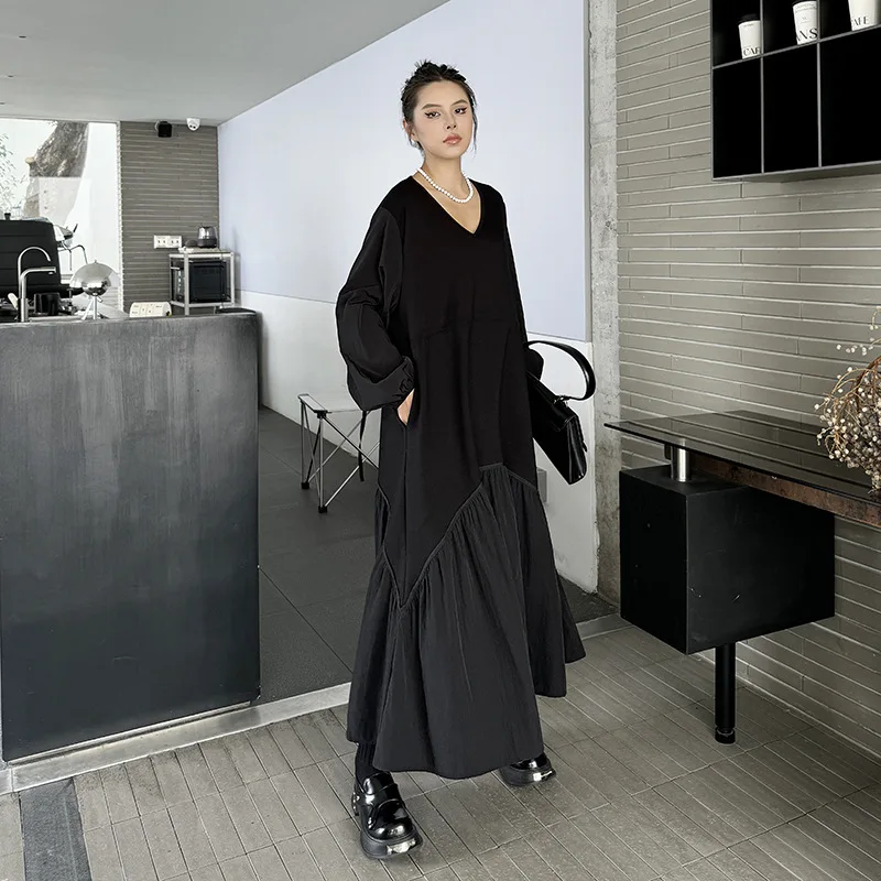 GetSpring женское платье 2024 осеннее темпераментное универсальное лоскутное с