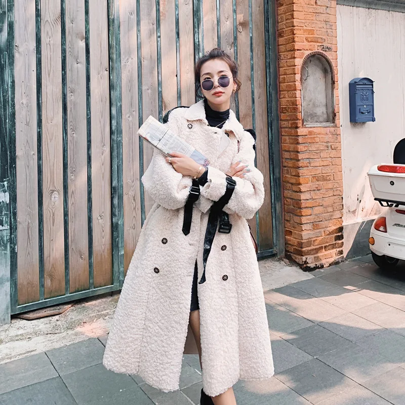 Женское пальто зимняя куртка из овечьей шерсти длинная хлопковая свободная