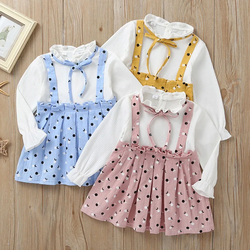 

Baby Dress 2022 New Spring Fake 2pcs Children's Clothes Girl Newborn Long Sleeve Dress For Kids Toddler Dresss Suits