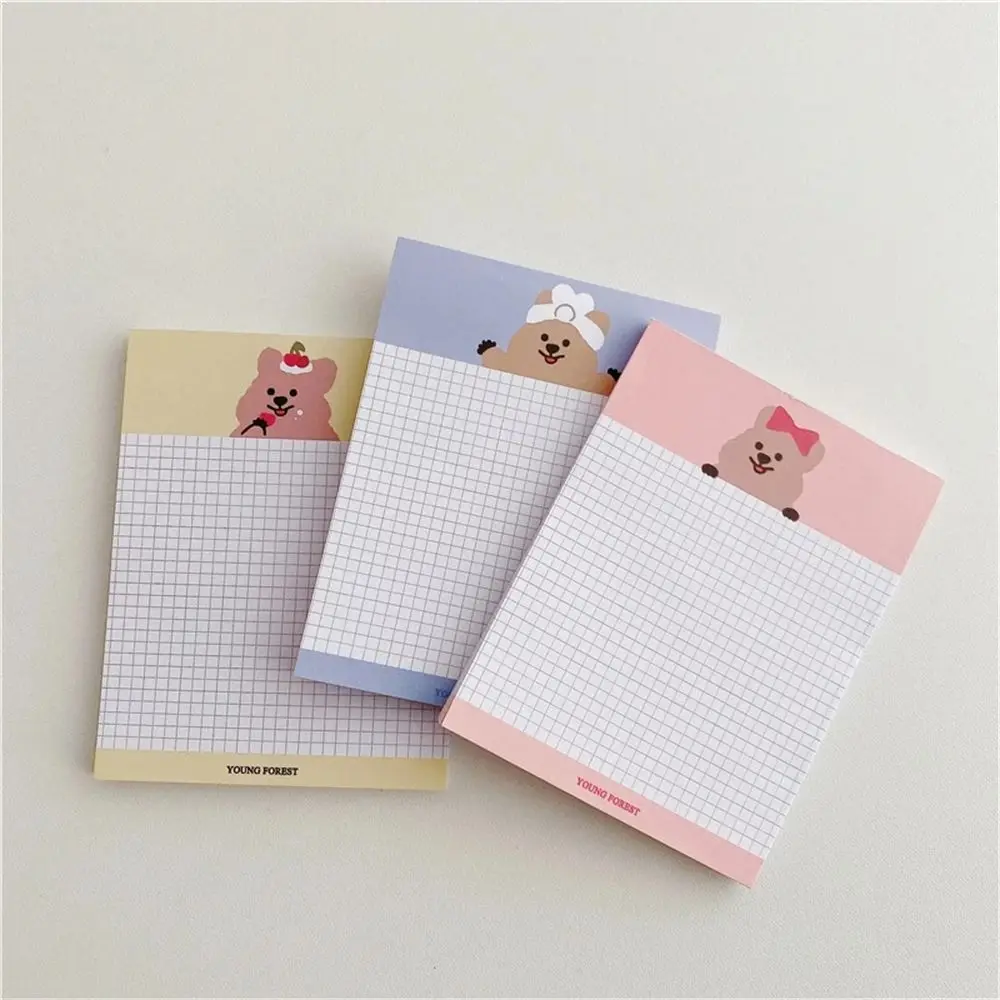 

50 Sheets Cartoon Bear Grid Non Sticky Memo Pad Journal Note DIY Decoration School Supplies Stationery Planner Memo Sheets