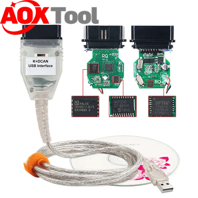 Лучший для BMW K DCAN с переключателем OBDII диагностический интерфейс для BMW серии K + CAN K-Line OBD2 сканер FTDI FT232 полные чипы