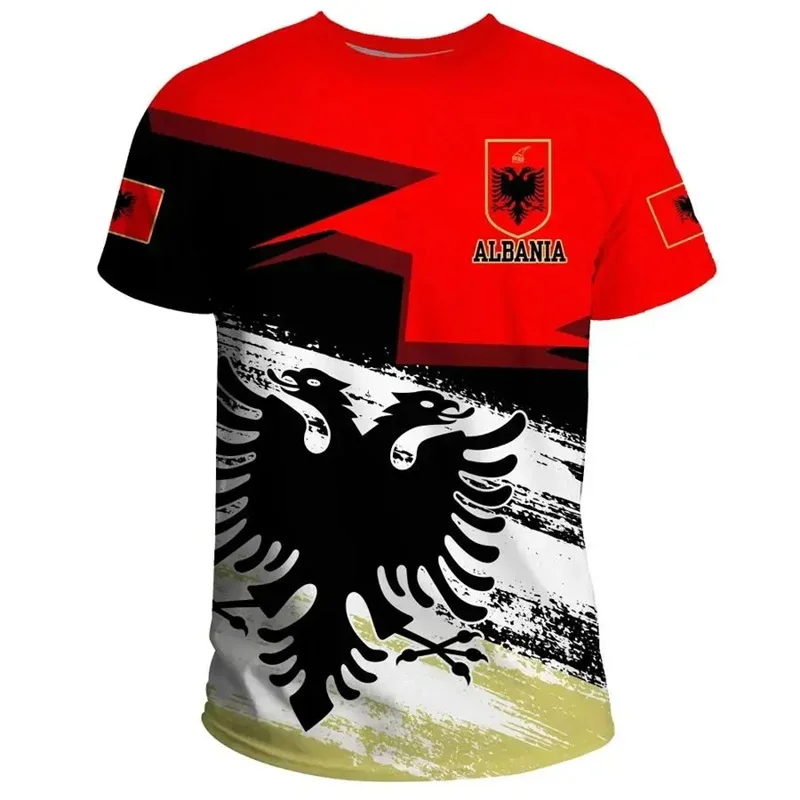 Albania Flag National Emblem T Shirt Men 3d Printed Summer Casual T-shirt Oversized Loose Short Sleeve Fashion Street Tops Tees