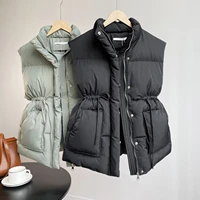 casual lace up green vest coat waistcoat ladies autumnwinter 2022 new korean outwear fleece women parka vests jacket mujer