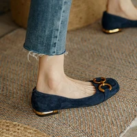 shoes for women flat shoes retro square toe leather loafers ladies casual flats elegant metal buckle female shoes zapatos mujer